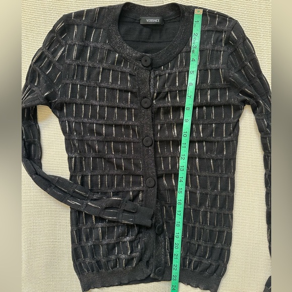 VERSACE fine black/gold cardigan XS-S/40 - Picture 5 of 9